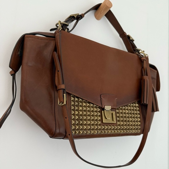 Coach brown leather Legacy Archival lock studded messenger satchel bag NWOT - Picture 2 of 6